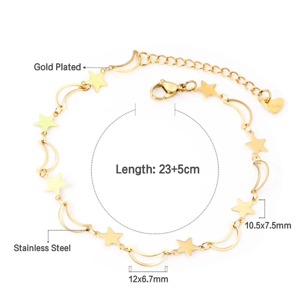 LUXUSTEEL Edelstahl Fußkettchen Armbänder Für Frauen Quaste Seestern Charme Gold Farbe Link Kette Auf Bein Mode Fuß Schmuck