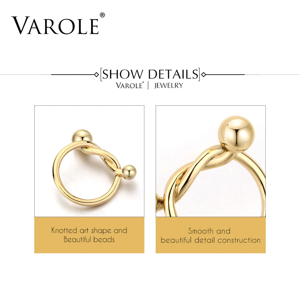 VAROLE Einfache Hochzeit Paare Ringe für Frauen Gold Farbe Linie Stil Geknotet Ring Anel Schmuck Großhandel