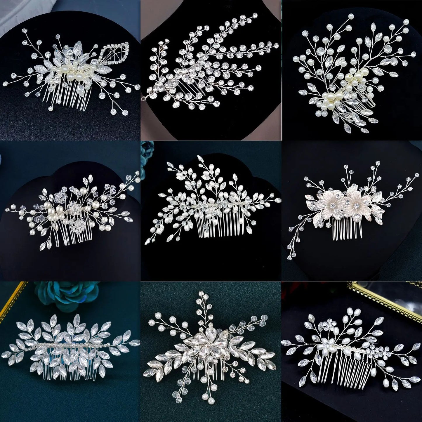 A499 Silber Gold Farbe Haar Kamm Kristall Hochzeit Kopf Stück Braut Kopfbedeckungen Frauen Haar Zubehör Party Pin Clip Prom Stirnband