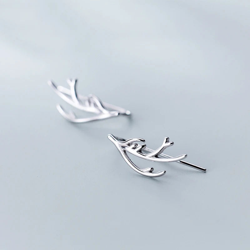 MloveAcc Ohrstecker aus 925er-Sterlingsilber mit Elchgeweih, für Damen und Mädchen, modischer feiner Silberschmuck