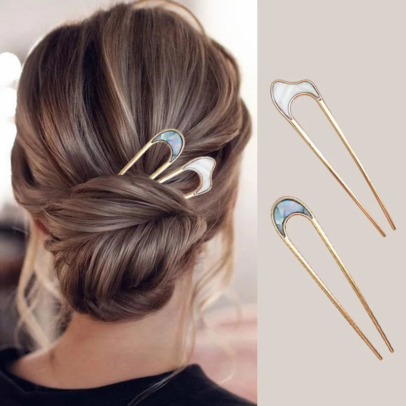 Vintage Metall U-förmige Haarnadel Haarstab Gabel Französisch Hochsteckfrisur Chignon Bobby Pin für DIY Frauen Mädchen Brötchen Frisur Haarschmuck