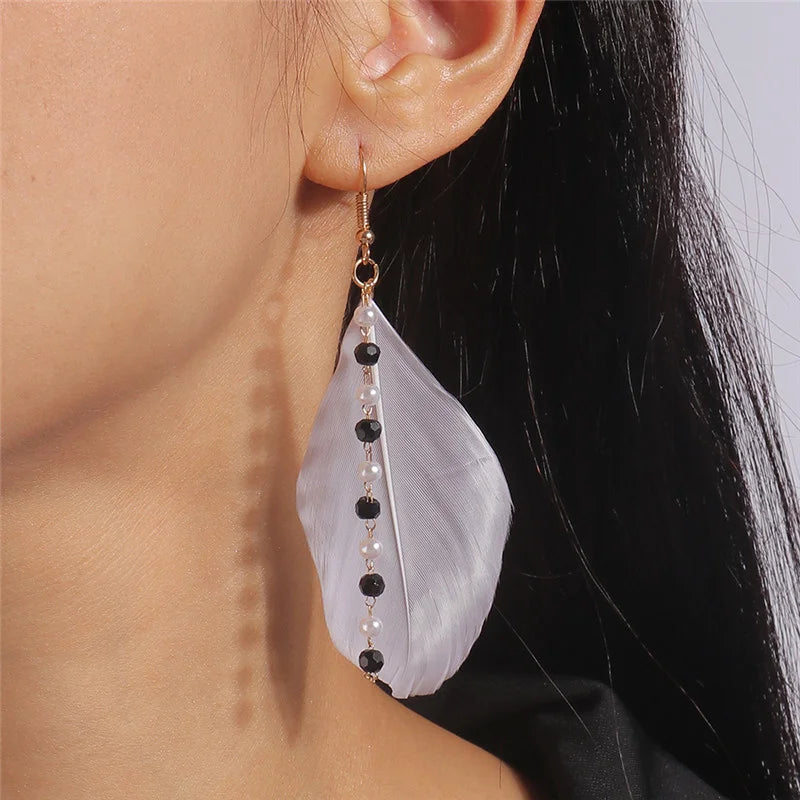 Aihua moderne große Feder Quaste Ohrringe für Frauen Vintage lange übertriebene Zigeuner Feder Ohrringe Party Schmuck Accessoire