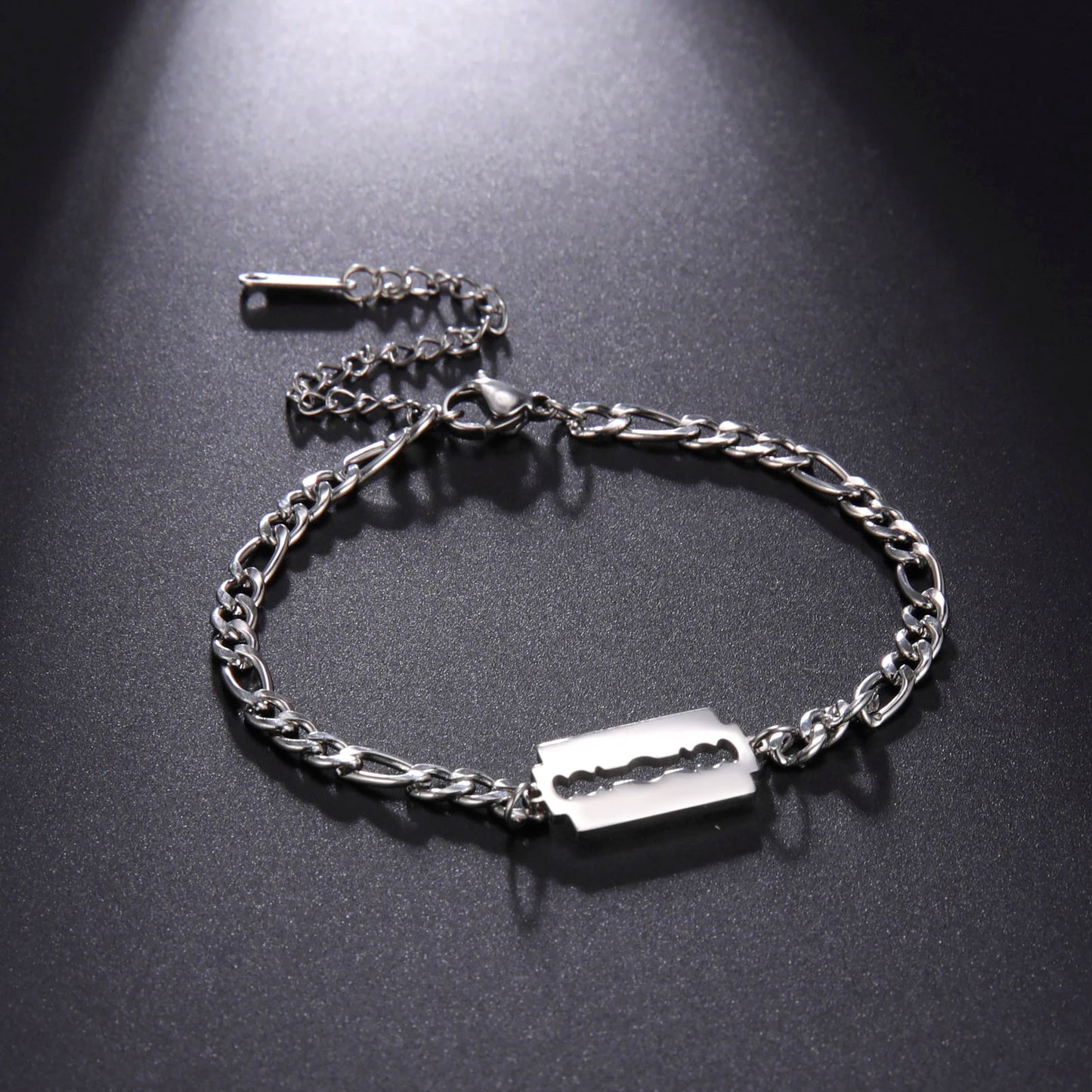 My Shape Punk Rasierklinge Edelstahl Armbänder Für Männer Frauen Rasieren Klinge Armband Armreif Figaro Kette Mode Schmuck