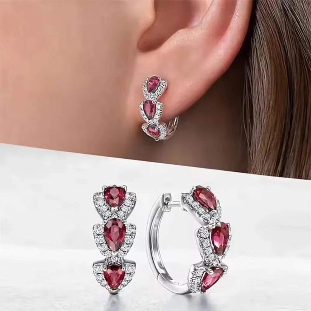 Luxuriöse, trendige blaue Zirkonia-Creolen aus 925er-Sterlingsilber, Hochzeit, Party, elegante Accessoires für Frauen, Schmuck, Geschenk