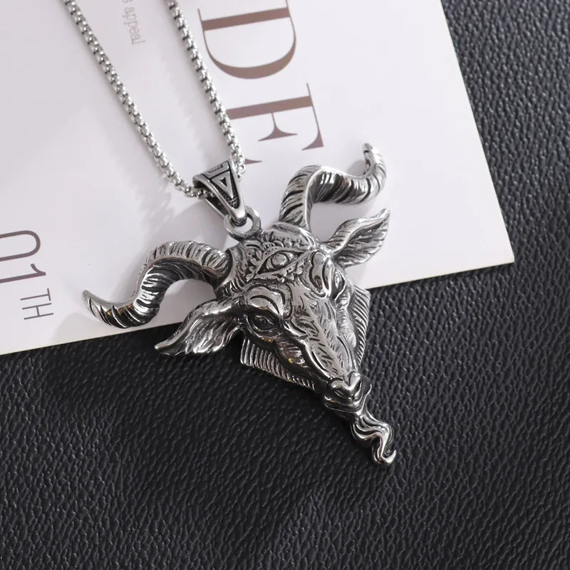 Retro Dämon Satan Schaf Kopf Auge der Wahrheit Halskette Luzifer Anhänger männer Punk Gothic Trendy Party Schmuck