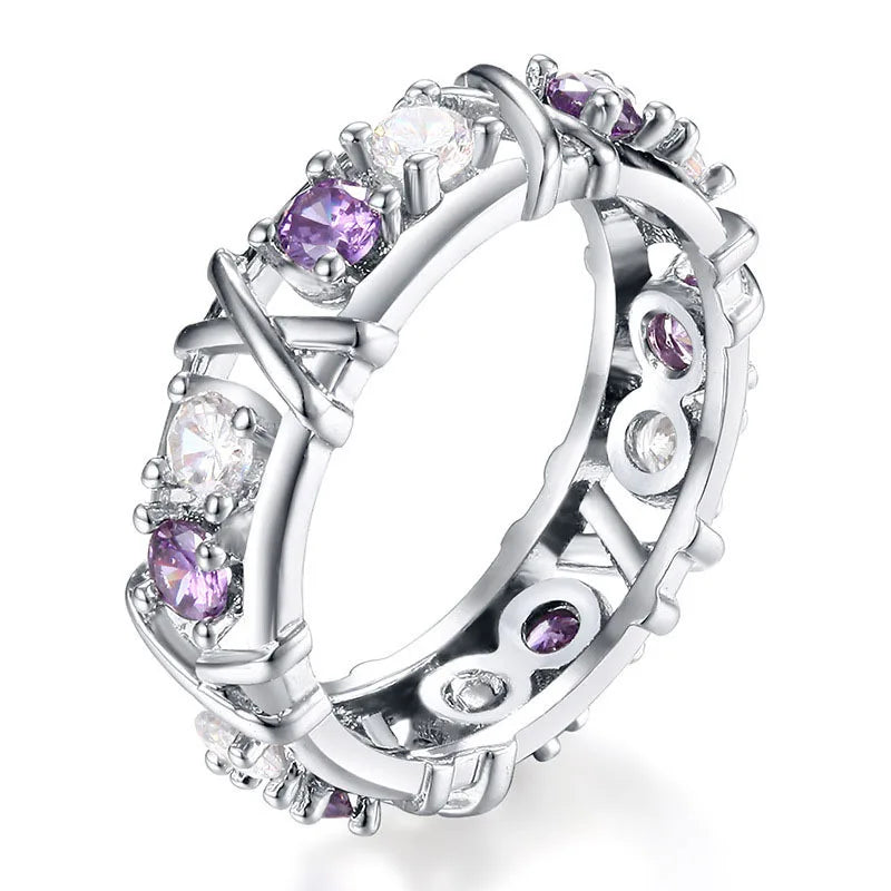 1psc Luxus elegante glänzende Zirkon Kreuz ringe für Frauen Mode Einfachheit Ring Party Dekor Festival Hochzeits geschenk Schmuck Frauen
