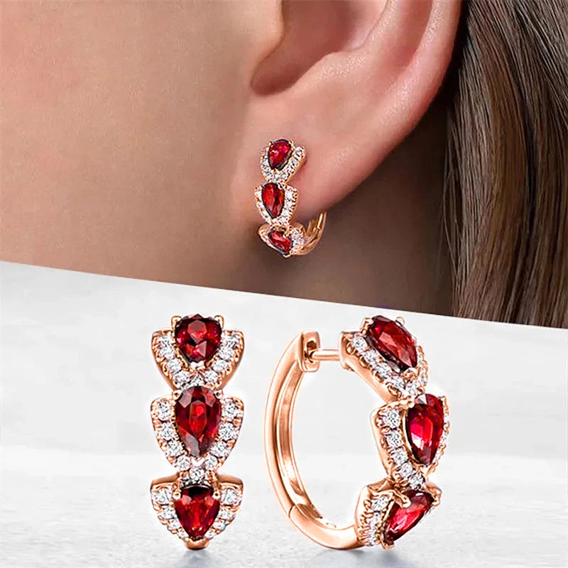 Huitan Luxus Trendy Blaue Zirkonia Creolen Hochzeit Party Elegante Accessoires für Frauen Jahrestag Geschenk Neue Schmuck