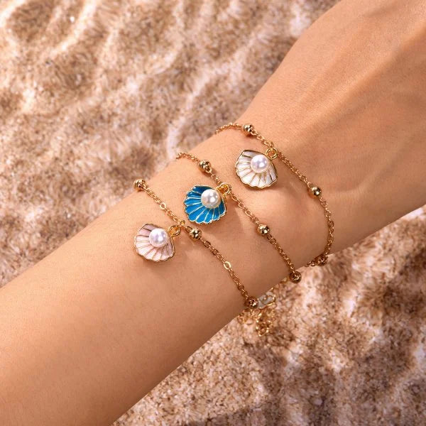 Bohemian Imitation Shell Perlen Armband Für Frauen Sea Star Schildkröte Gewebtes Seil Armband Handgemachte Freundschaft Strand Urlaub Schmuck