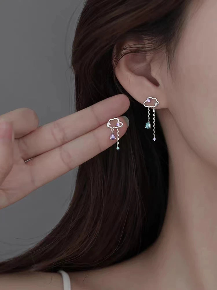 Koreanische Nette Ohr Piercing Wasser Tropfen Ohrringe für Frauen Kristall Kurze Quaste Hypoallergen Weibliche Ohrringe Partei Schmuck Brincos