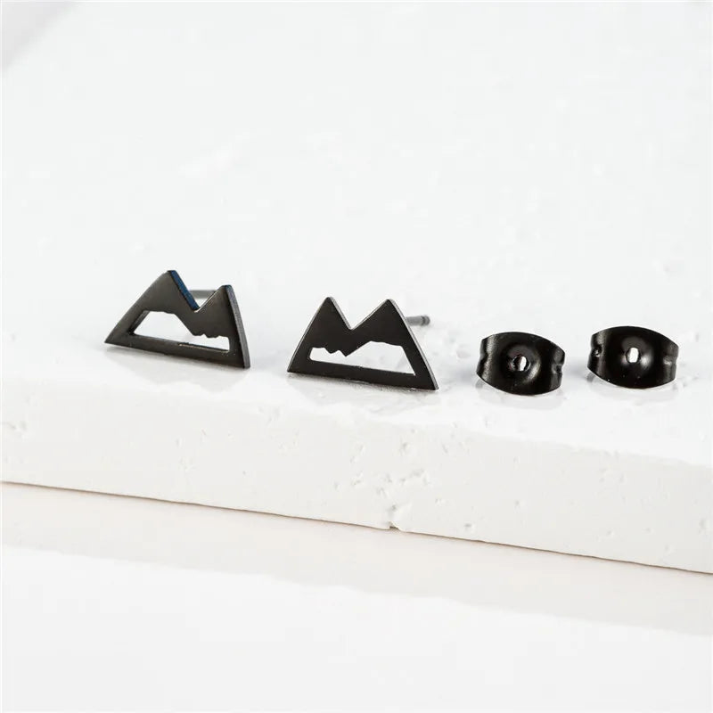Lässige Mode Edelstahl Mountain Peak Ohrstecker für Frauen Mädchen Klassische Geographie Ohr Piercing Schmuck Wanderer Geschenke