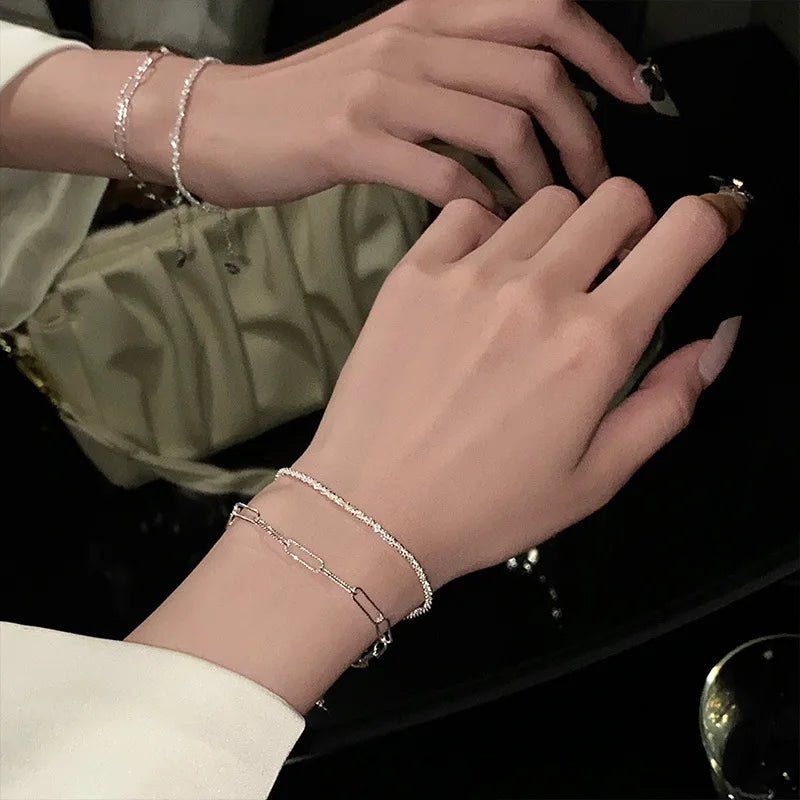 2 stücke Mode Armbänder für Frauen kleine kubische Zirkon Kristall verstellbare Kette Armband zarten Schmuck Accessoires Party Geschenk