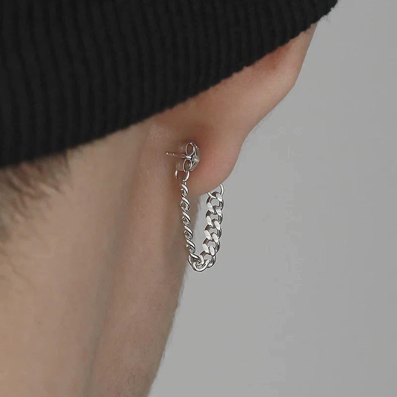 Neue 1 Paar Titan Stahl Kette Ohrringe Für Männer Frauen Hiphop Rock Punk Mode Schmuck Piercing Ohrring