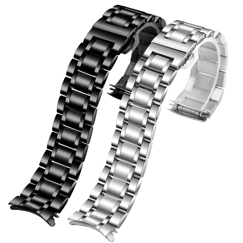 Gebogenes Ende Arc Metallarmband für Seiko Timex Citizen Casio Edelstahlarmband 20mm 22mm 24m Mattes Uhrenarmband Kettenarmband