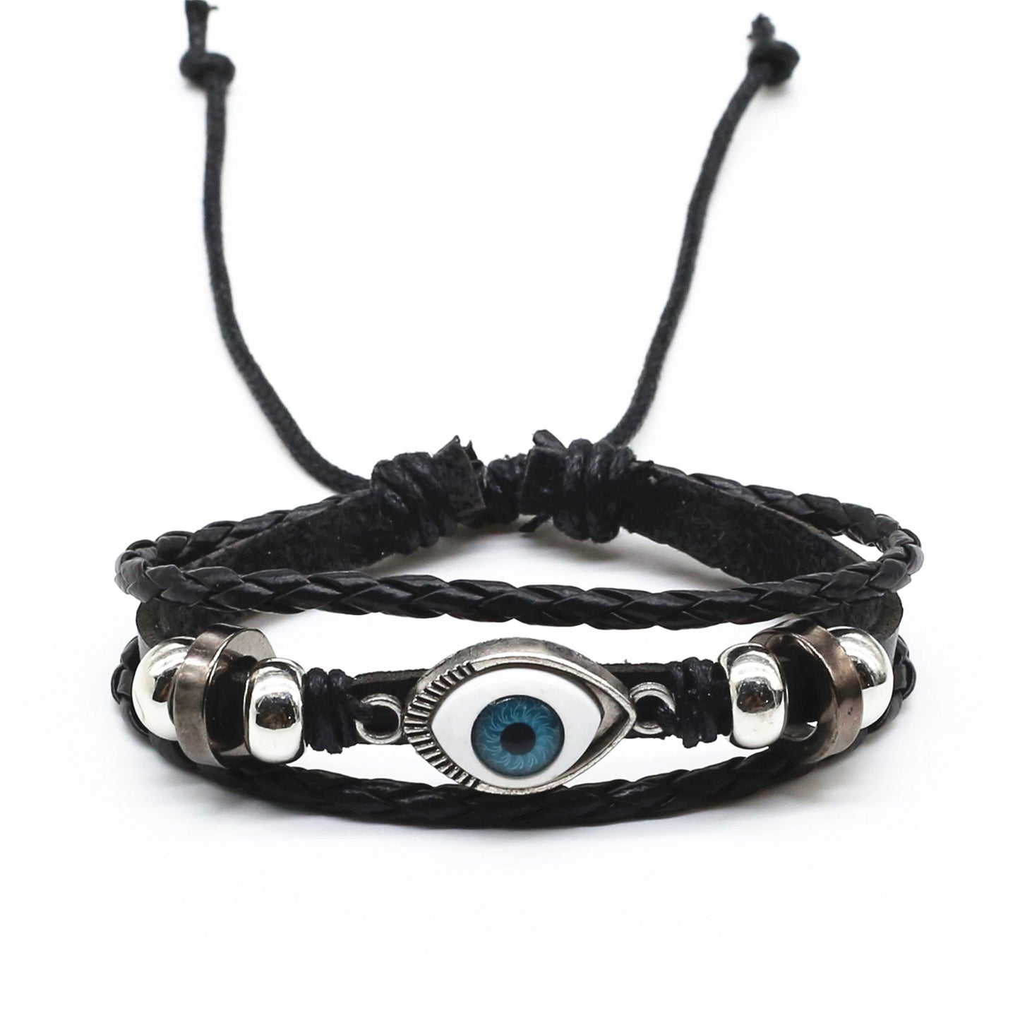 WESTBULL Vintage Schwarz Braun Leder Männer Armbänder Für Frauen Perlen Eye Charm Armband Homme Großhandel Pulsera Geschenk Schmuck