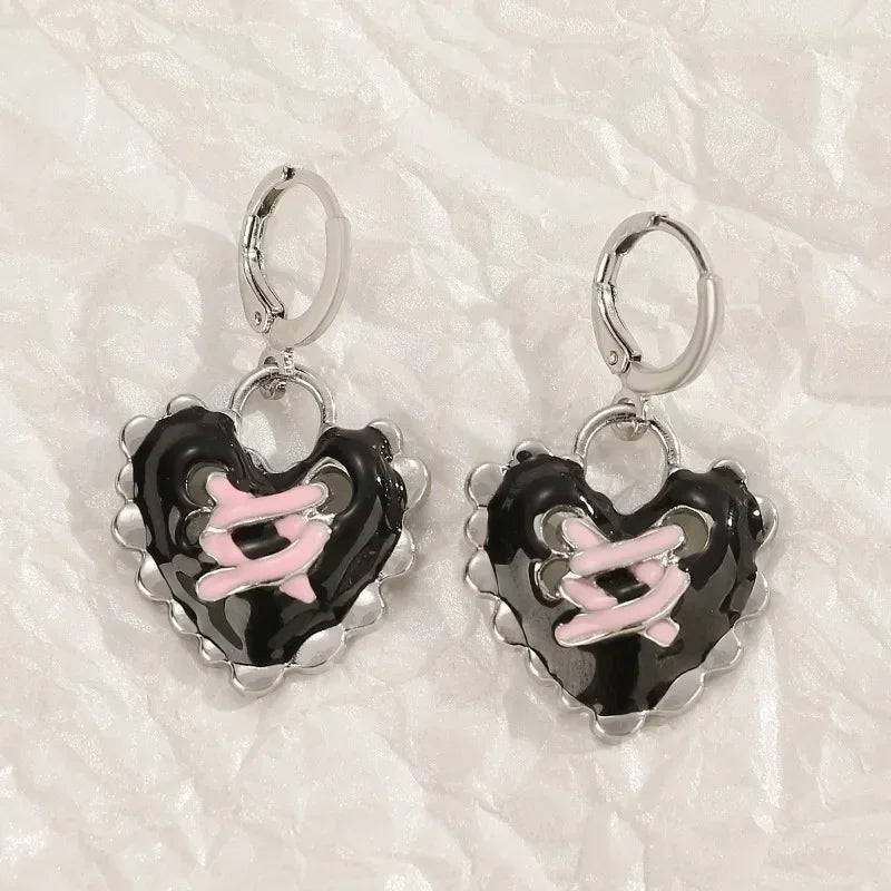 Neue Gothic Nette Harajuku Y2K Rosa Große Kreuz Anhänger Ohrringe Für Frauen Charme 2000er Jahre EMO Ästhetische Party Zubehör schmuck