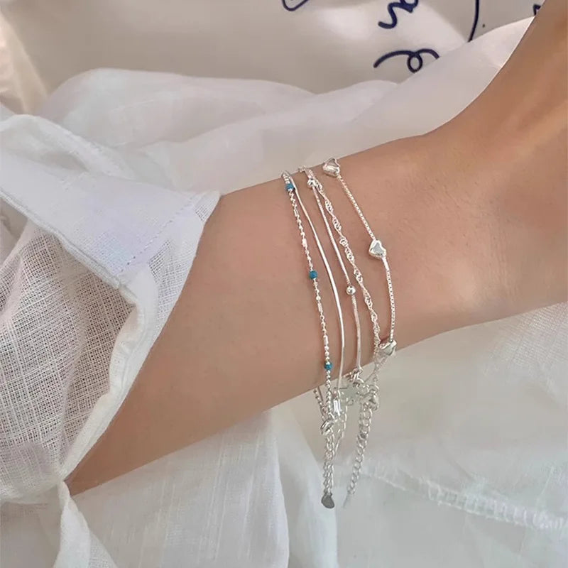 VENTFILLE 925 Sterling Silber Linie Extrem feines Armband für Frauen Liebe Haert Bead Koreanische Ins Süße Schmuck Geschenk Dropshipping