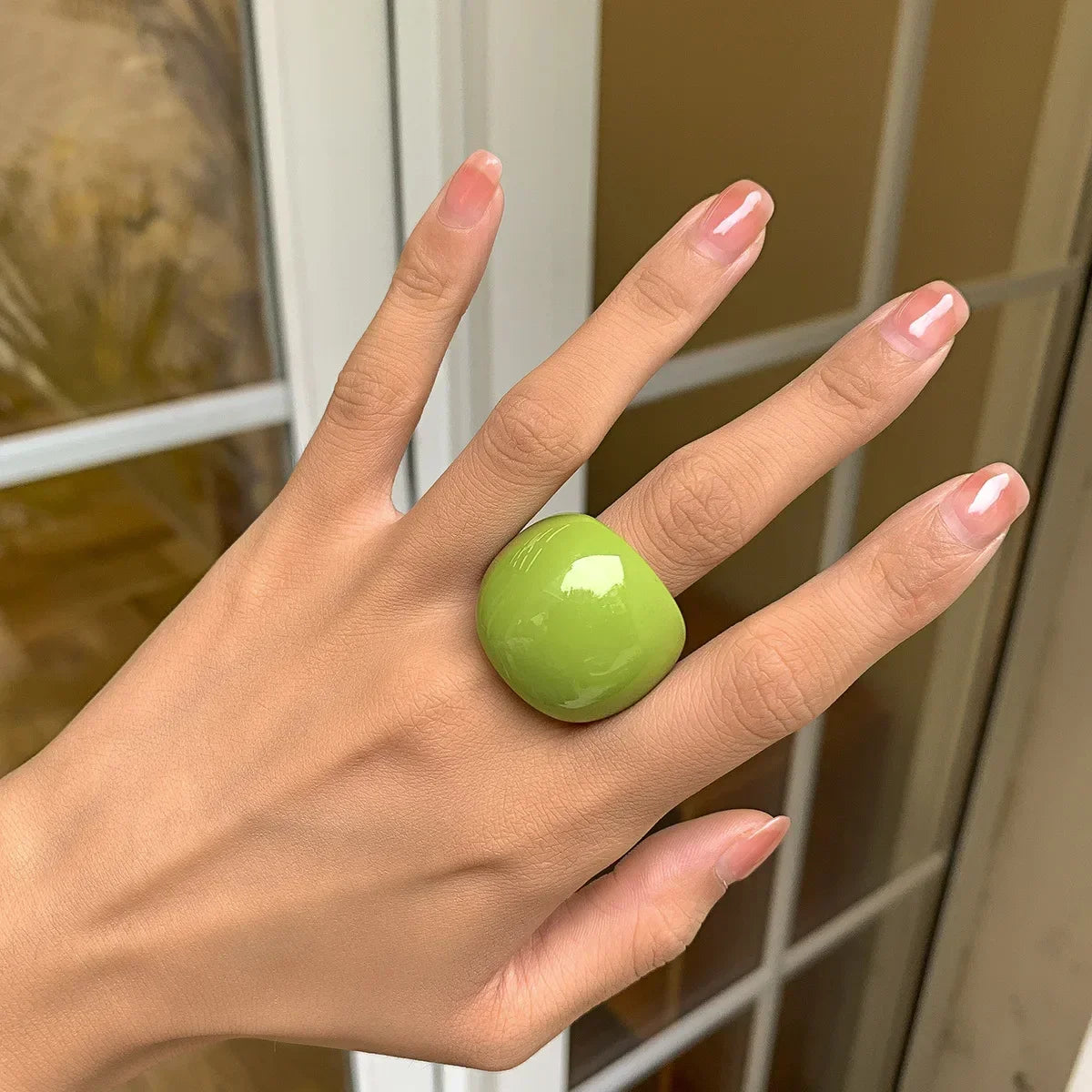 Persönlichkeit Candy Farbe Große Ringe Acryl Geometrische Chunky Ring Mode Frauen Charme Bunte Regenbogen Harz Knuckle Finger Ringe