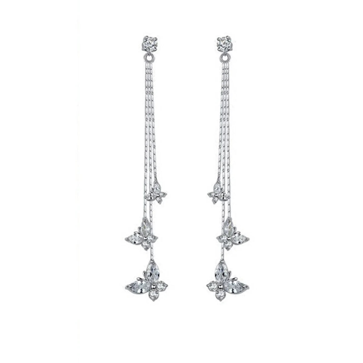 Neue Lange Kristall Quaste Schmetterling Baumeln Ohrringe für Frauen Hochzeit Tropfen Ohrring Modeschmuck Geschenke Charme Glänzende Ohrringe