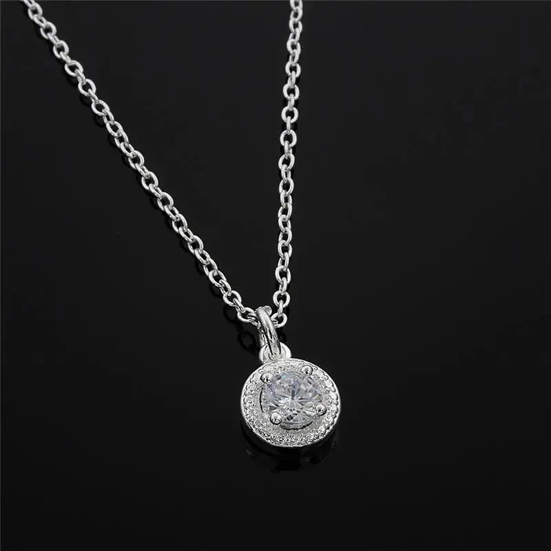 100% reine 925 Sterling Silber Braut Schmuck Sets Cubic Zirkon Halskette Ohrringe Ring Geschenk für Frauen Geburtstag Valentinstag Weihnachten