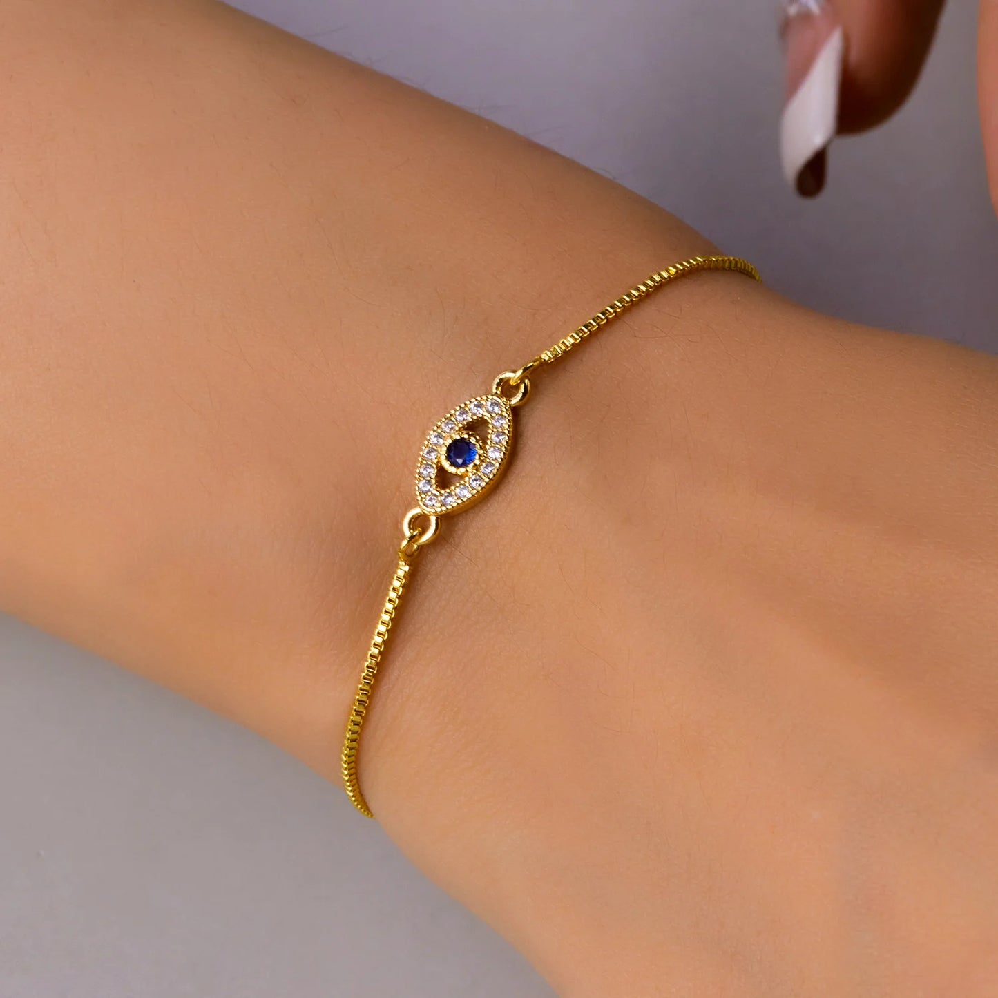 Luxus Gold Farbe Zirkon Evil Blue Eye Armband Armreif Mode Glück Schmuck Frauen Geschenk Einstellbar Handmade