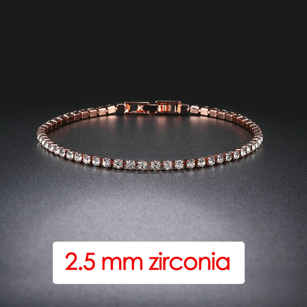 Damen-Tennis-Armband, Hip Hop, trendig, AAA+, Zirkonia, silberfarben, Teenager-Mädchen, Kristallkette an der Hand, Hochzeitsschmuck H086