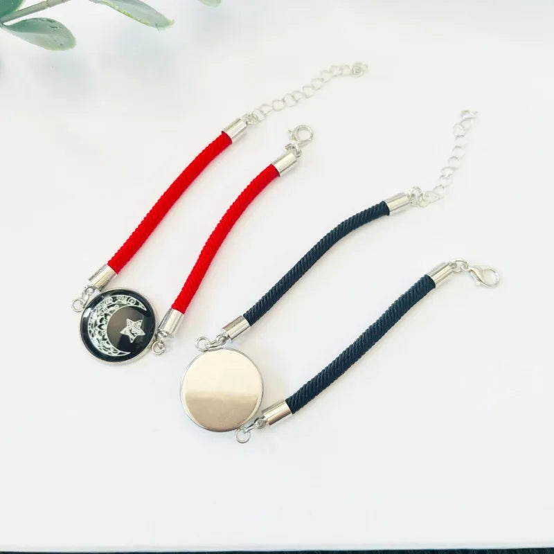 Trendy Sonne Mond Runde Anhänger Geflochtene Armbänder Frauen Männer Romantische Paar Einstellbare Armbänder Mode Schmuck