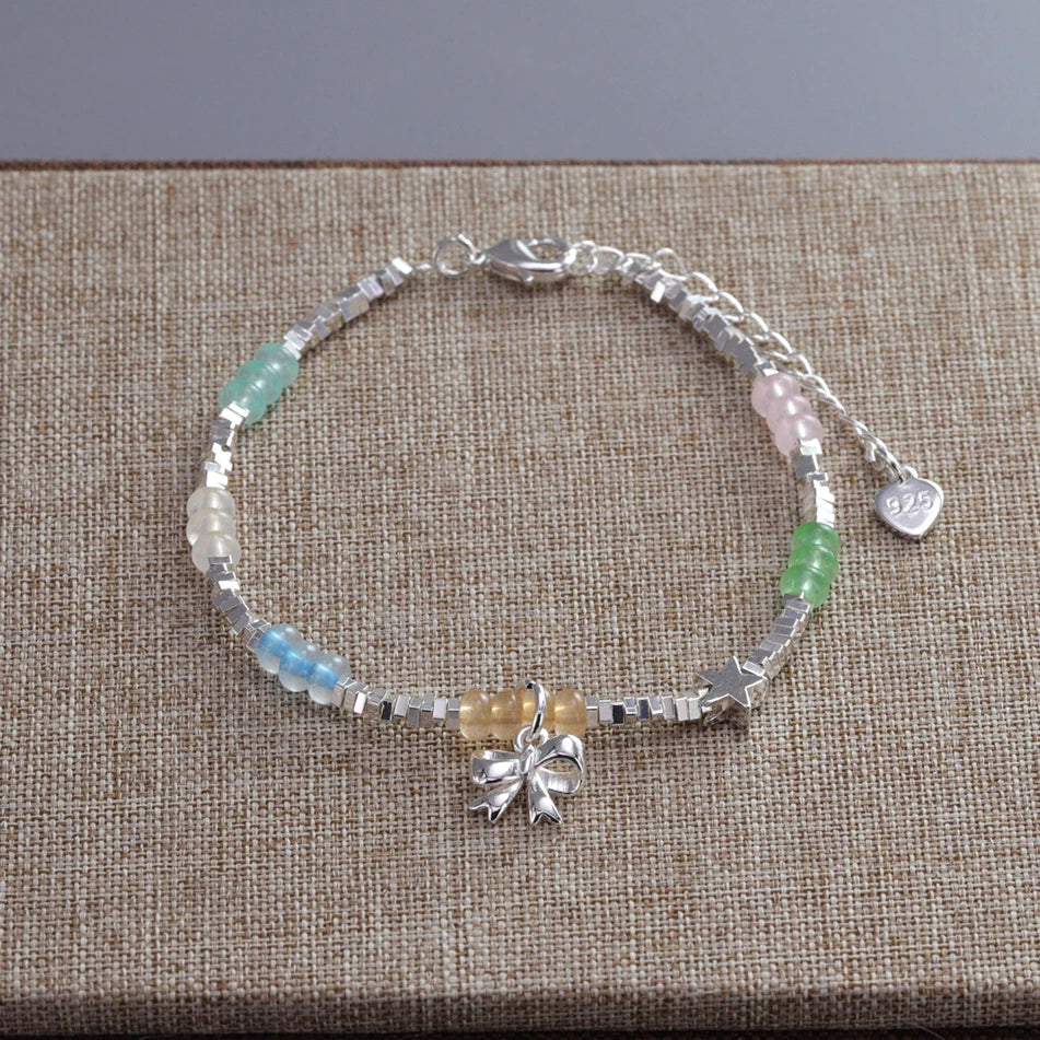 VENTFILLE Schmetterlingsarmband aus 925er-Sterlingsilber für Mädchen, Perlenschnur-Design, Insekt, modisch, vielseitiger Schmuck, Geschenk, Dropshipping