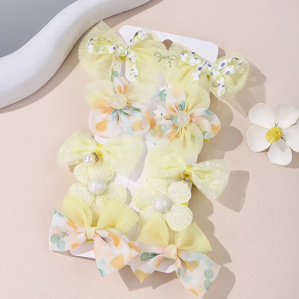 10 teile/satz süße Bögen Baby Haars pangen Spitze Blume Kinder Mädchen Haarnadeln Haars pangen Clip Geschenke elastische Mädchen Haar Zubehör