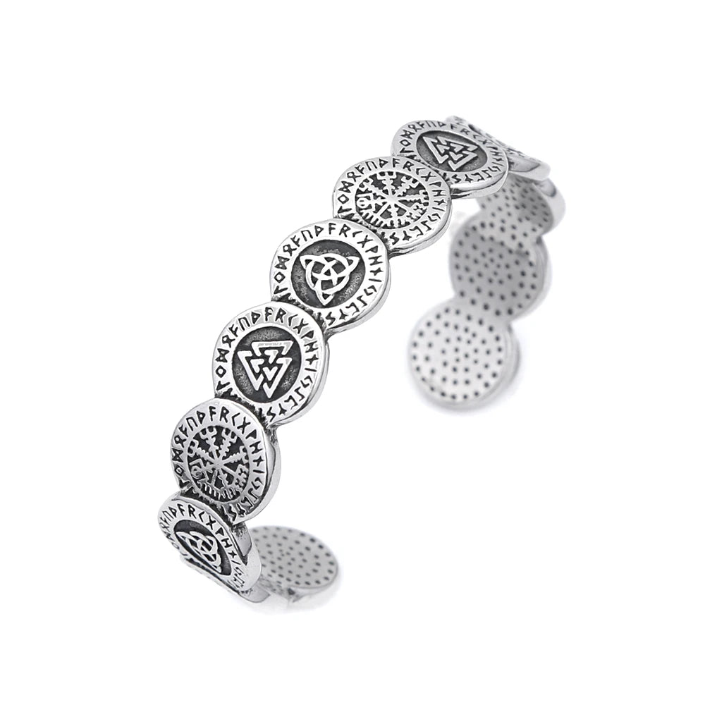 Neue Design Mode Vikings Valknut Muster Armbänder Für Männer Frauen 316L Edelstahl Nordic Kompass Armreifen Amulett Schmuck