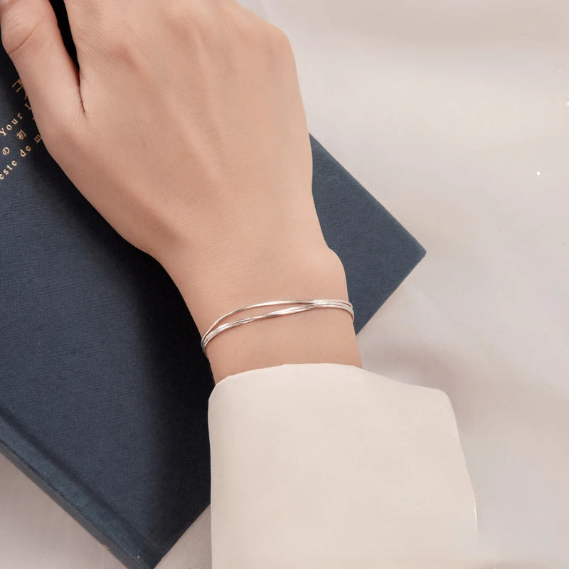 Trumium reine 925 Sterling Silber Armbänder für Frauen Männer Schlangen knochen Kette 3 Schicht verstellbare Paar minimalist ischen Schmuck