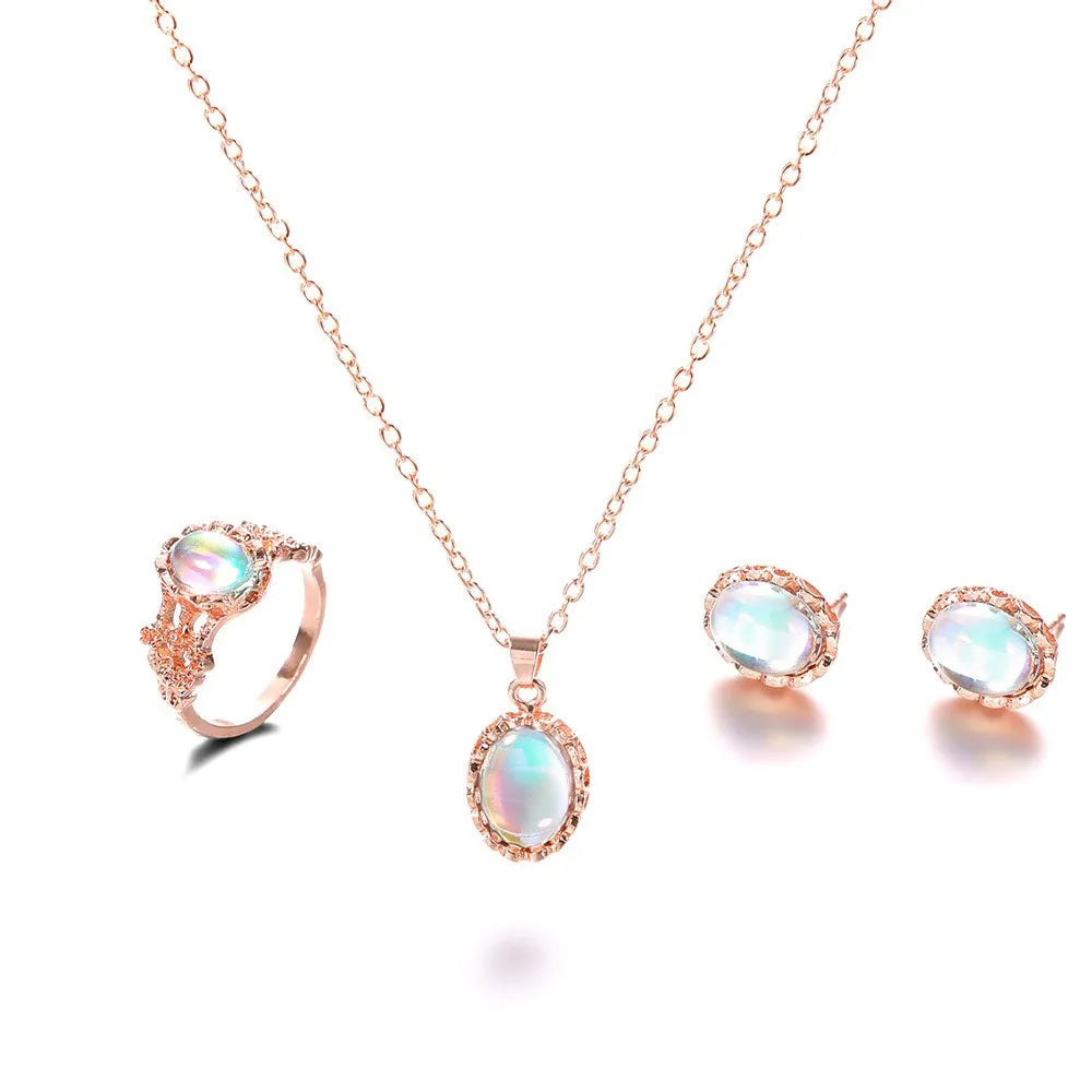 Blauer Kristall Ring Halskette Ohrringe Set Hochzeit Schmuck Sets für Bräute Anhänger Ohrringe für Mädchen Frauen Afrikanische Schmuck Sets
