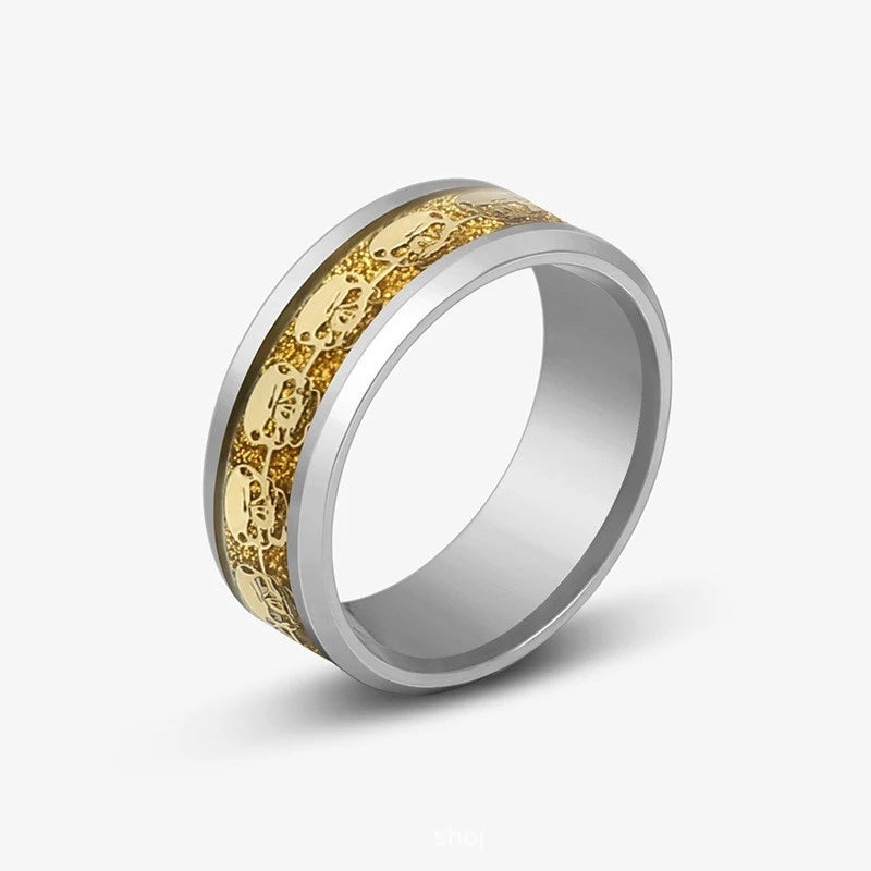 8mm Edelstahl Dominierenden Drachen Muster Ringe für Männer Frauen Punk Intarsien Blau Carbon Faser Ring bagues pour femme