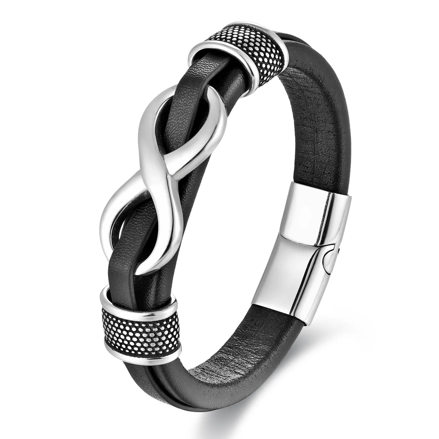 Klassisches Edelstahl-Lederarmband für Herren, Kettenarmband, Business-Charm, Schmuckzubehör für Papa und Freund