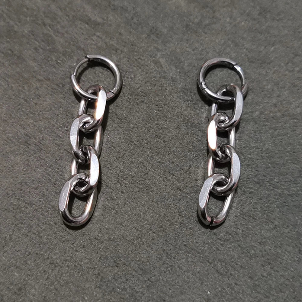 Y2k gotische klobige Kette Quaste baumeln Ohrringe für Frauen Männer Unisex Punk Grunge Mode Edelstahl Link Creolen