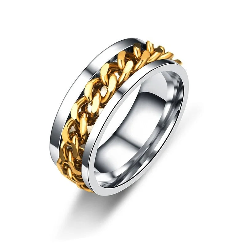 Drehbare Kettenringe aus Titanstahl für Damen und Herren, Spinnerring, Dekompression, multifunktionaler Kettenring, Flaschenöffnerring, Geschenk