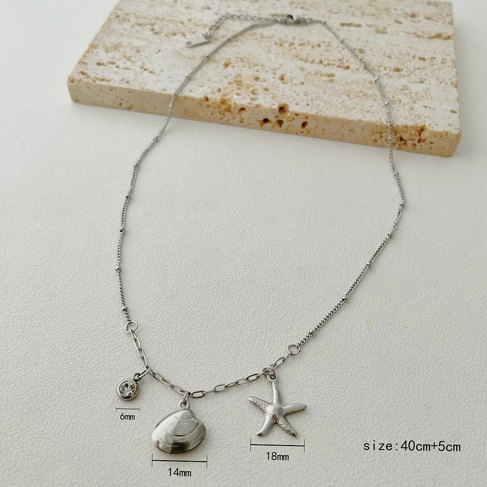 ALTERA Neue Böhmen Handgemachte Edelstahl Halskette Ohrringe Armband Shell Seestern Charme Wasserdicht Schmuck Set Sommer Strand