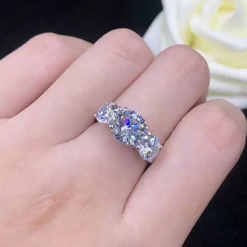 TEN CARATS 2-4CT Moissanit Ringe für Frauen S925 SilverEngagement Hochzeit Funkelnder Diamant Ring Edlen Schmuck Geschenk