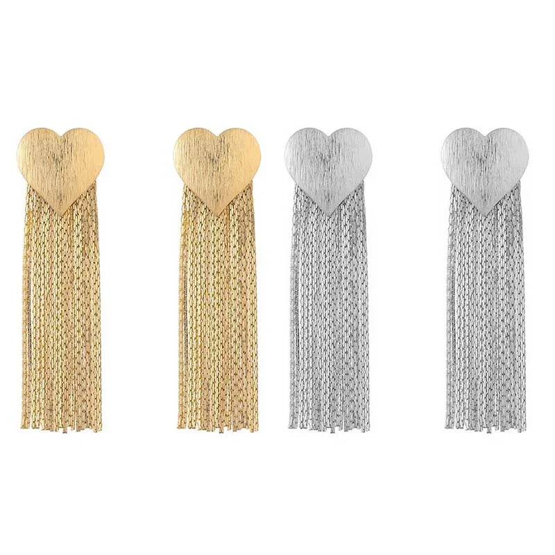 Zhukou Herz Quaste Ohr stecker für Frauen koreanischen Stil Temperament Abendessen Tropfen Ohrringe Modeschmuck Großhandel