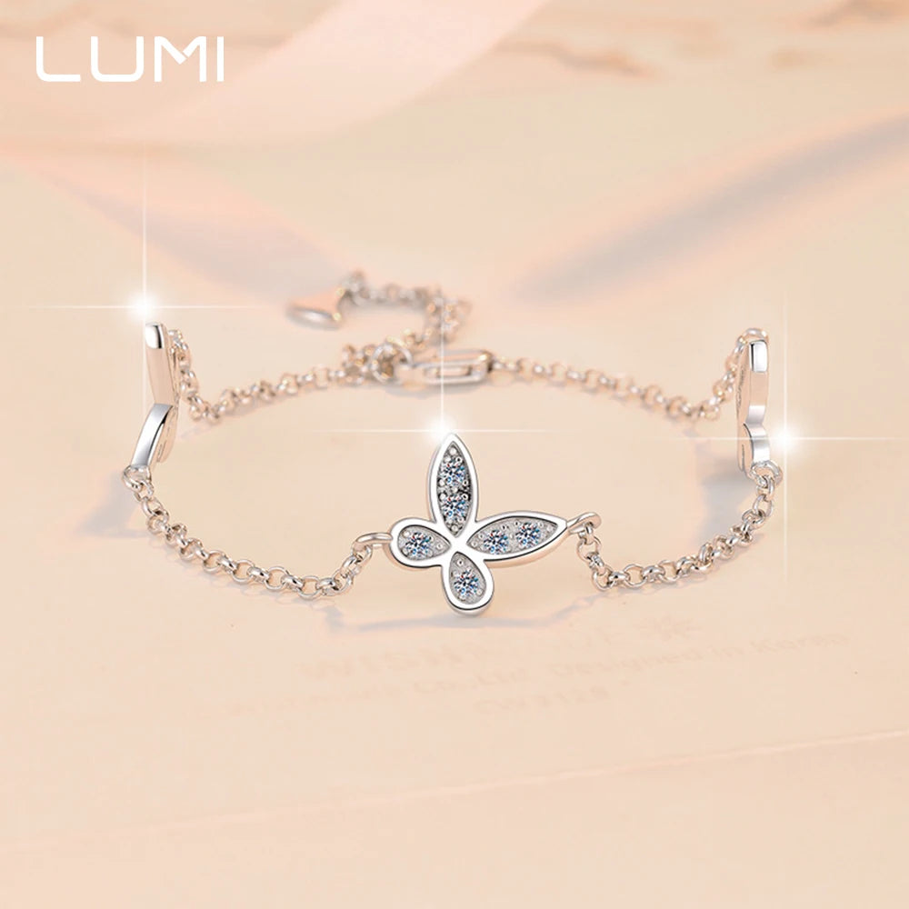 D-Farbe VVS Moissanit Schmetterling 925er Sterlingsilber Armband – angepasste Kette Hochzeit Party Edlen Schmuck Jubiläumsgeschenk