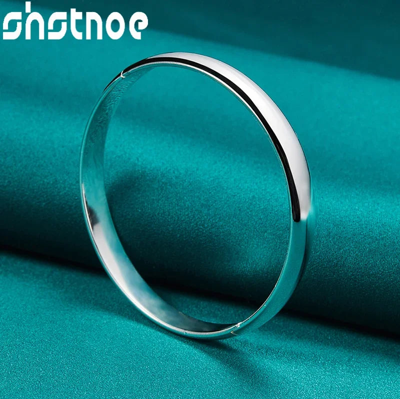 SHSTONE 925 Sterling Silber 8 mm breite Öffnung glatter Armreif für Frauen, Verlobung, Hochzeit, Party, Geburtstag, Charme, edler Schmuck, Geschenke