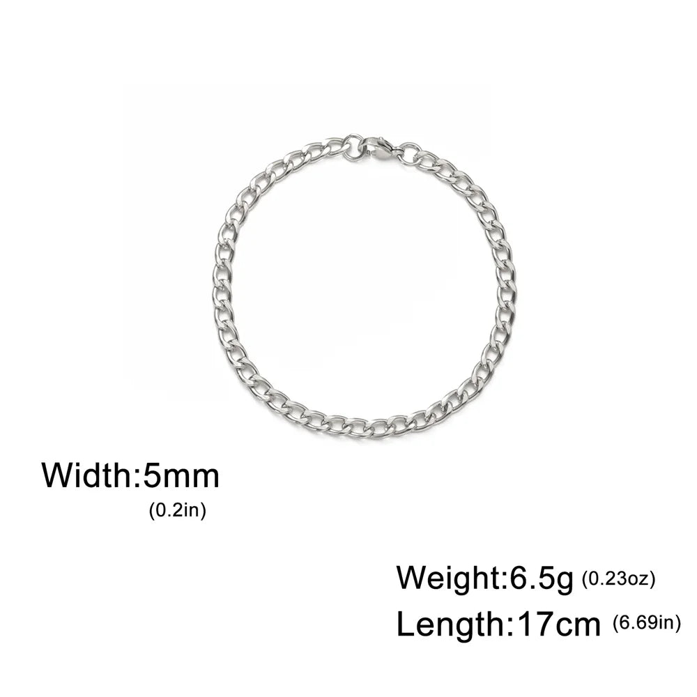 My Shape Mode kubanische Kette Männer Armband Edelstahl 3//9mm Breite Kette Armbänder Figaro Kette Junge Handgelenk Schmuck Paar