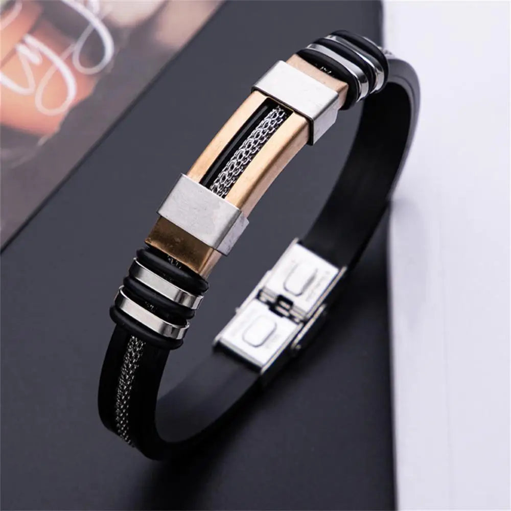 Edelstahl Armband Männer schwarz Armband Armreifen Schmuck Zubehör Geschenk Armbänder Frauen lässig Punk Armband Armreif