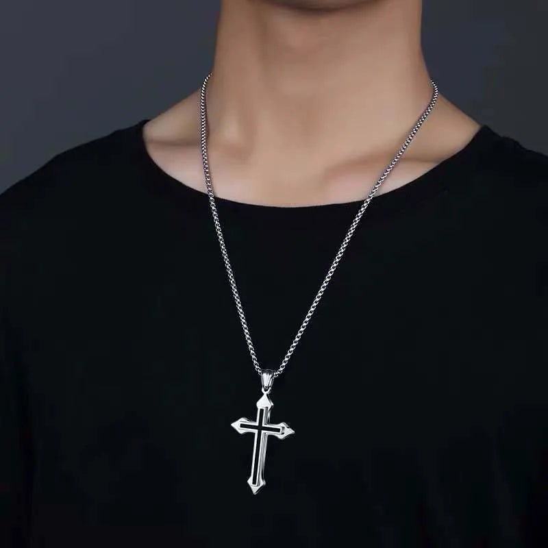 Vintage Gothic Hohl Kreuz Anhänger Halskette Silber Farbe Coole Street Style Für Männer Frauen Geschenk Großhandel Hals Schmuck