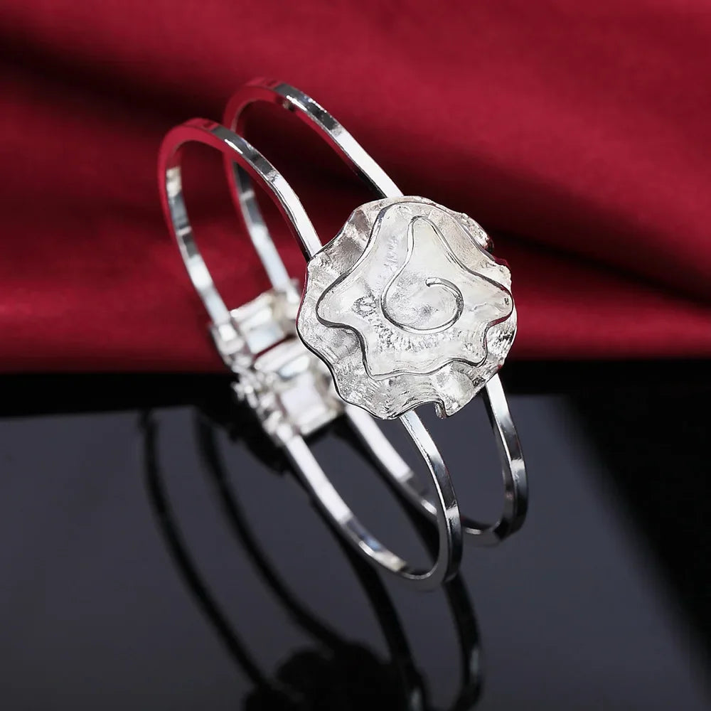 Trendige Armreifen aus 925er-Sterlingsilber, niedlich, offen, für Damen, Modeschmuck, Anpassungsgröße, Manschette, Hochzeit, Party