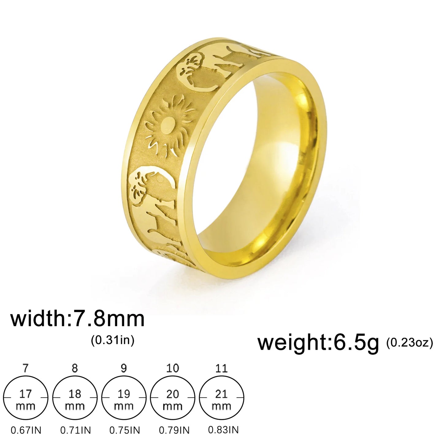 Jeshayuan Elefant Sonnen ringe für Frau Hinduismus Glück Amulett Edelstahl Paar Ring Tier liebhaber Party Schmuck Geschenk
