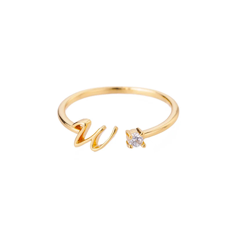 A-Z-Anfangsringe für Frauen, offen, verstellbar, Edelstahl, Ehering, 2025, Trend, Goldfarbe, Paar-Schmuck, Accessoires, Geschenk