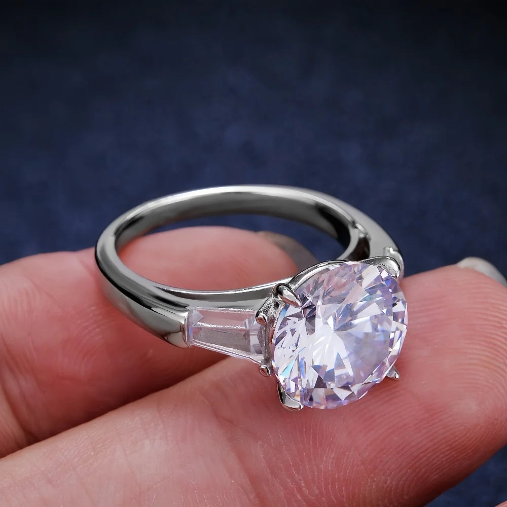 S925 Sterling Silber Moissanit-Ring für Damen, 5-Karat-Moissanit-Diamant-Taubenei-Ehering, mit Moissanit-Geschenkbox