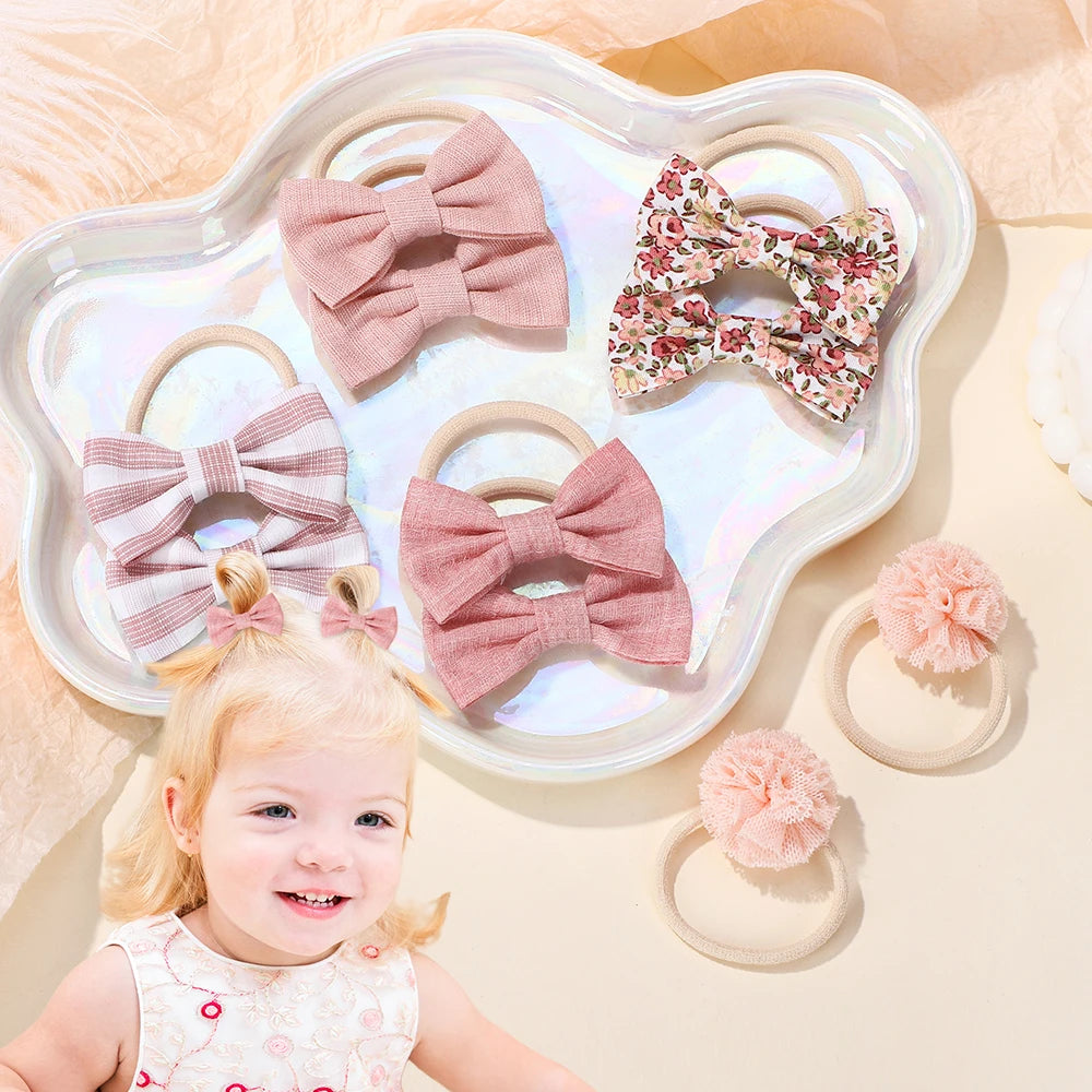 10 teile/satz süße Bögen Baby Haars pangen Spitze Blume Kinder Mädchen Haarnadeln Haars pangen Clip Geschenke elastische Mädchen Haar Zubehör