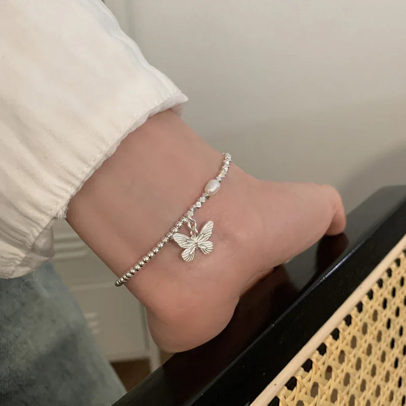 VENTFILLE Schmetterlingsarmband aus 925er-Sterlingsilber für Mädchen, Perlenschnur-Design, Insekt, modisch, vielseitiger Schmuck, Geschenk, Dropshipping
