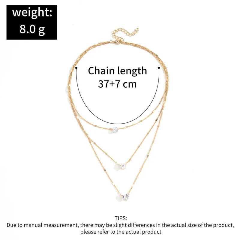 Trendy Zirkon Anhänger Halskette Für Frauen Multilayer Kette Halsband Mode Weibliche Party Glänzenden Schmuck Geschenk